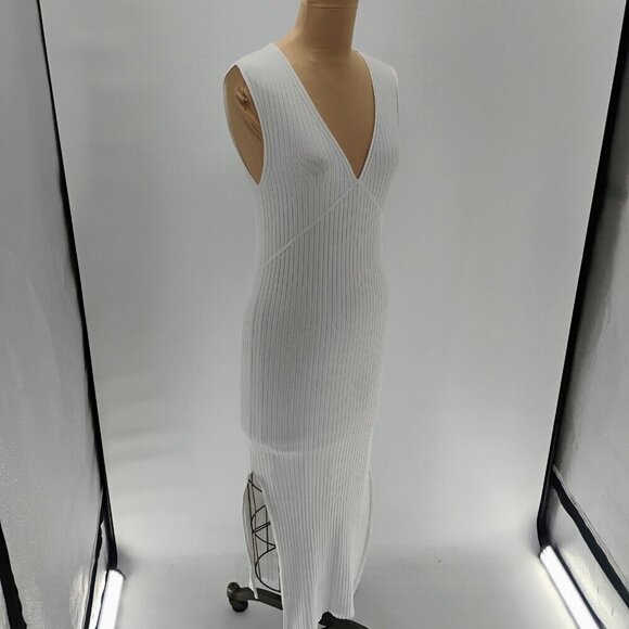 Weekend Stories Women's White Ribbed V-Neck Midi Dress Size XSmall - Picture 11 of 14